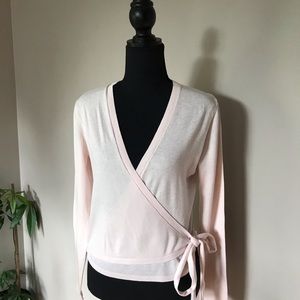 Soft pink wrap sweater